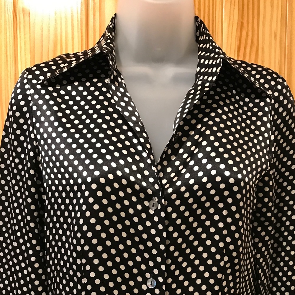 Kenneth Cole Silk Polkadot Blouse - Picture 2 of 16